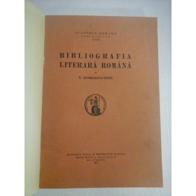    BIBLIOGRAFIA  LITERARA  ROMANA  -  N. GEORGESCU-TISTU  -  Bucuresti, 1932 